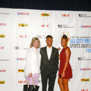 An athlete and their family stand on the red carpet during The Oklahoman's 2017 All-City Prep Sports Awards  at the Cox Convention Center in Oklahoma City, Thursday, June 15, 2017. Photo by Jacob Derichsweiler, The Oklahoman